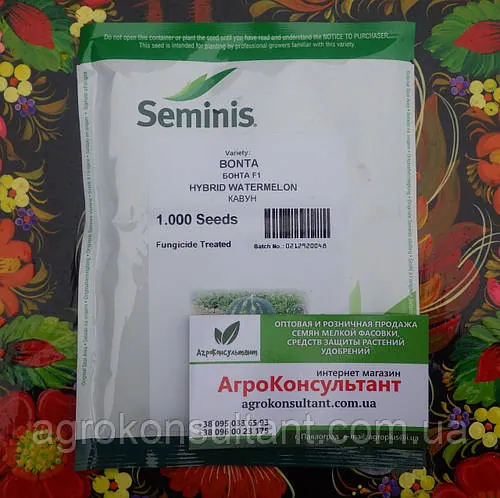 Насіння кавуна Бонта F1 (Seminis), 1 000 насінин - ранній (60-65 днів) гібрид типу Кримсон Світ