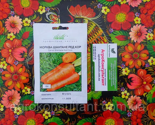 Насіння моркви Шантане Ред Кор (United Genetics), 10 грам — ранній сорт (90 днів), конічна