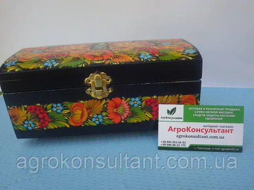 Шкатулка чорна з птахами — Петровий розпис/Black casket with birds — Petrikov painting