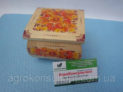 Шатулка дерев'яна квадратна — Петровий розпис/Casket wooden square — Petrikov painting