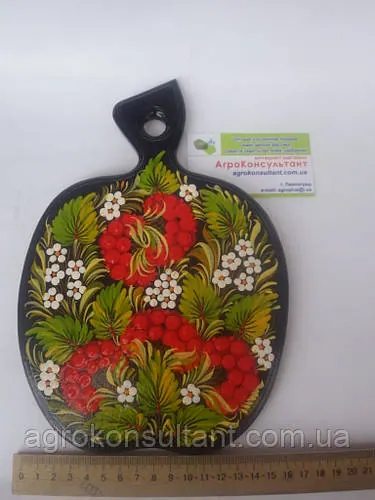 Кухонна дошка у формі яблука (велика), Петровий розпис / Kitchen board,  Petrikov painting