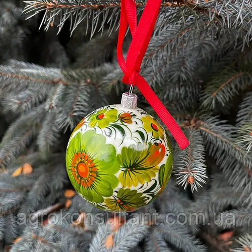 Ялинкова куля, Петриківський розпис (ручна робота) — Christmas tree ball, Petrikovsky painting (handmade) 8