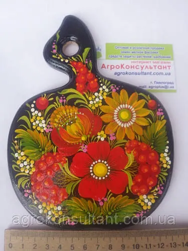 Кухонна дошка у формі яблука (середня) — Петровий розпис / Kitchen board — Petrikov painting