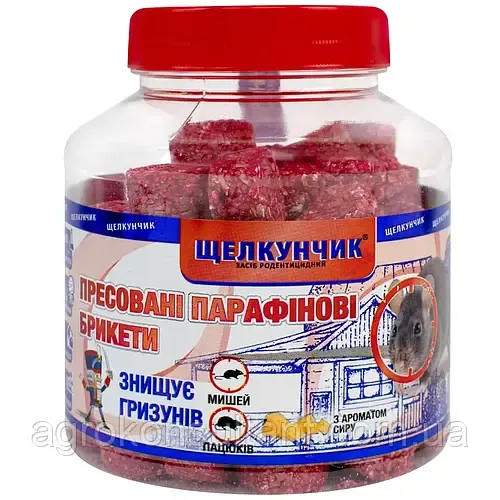 Родентицид Щелкунчик / Лускунчик брикети червоні, 320 г — готова принада з ароматом сиру