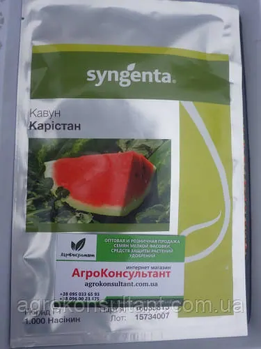Насіння кавуна Карістан F1 (Syngenta), 1 000 насінин — середньоранній (70-75 днів), типу Кримсон Світ