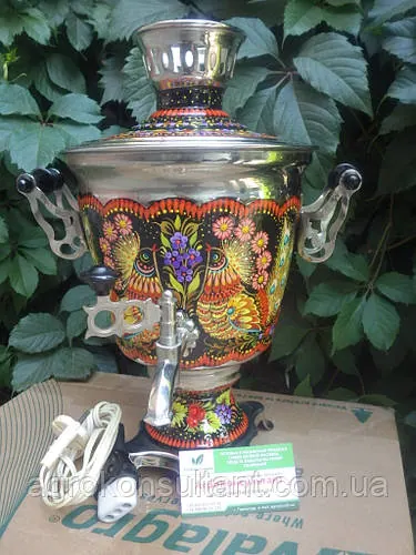 Електричний самовар Петровий розпис/Electric samovar Petrikov painting