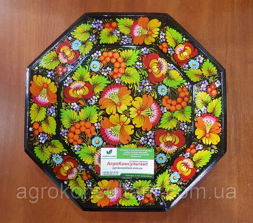 Цукерниця гранована, низька (30 см) - Петриківський розпис / Candy bowl faceted, low - Petrikovsky painting