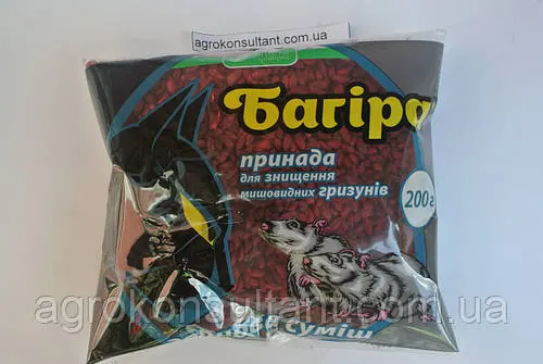 Багіра зерно, 200 г — готова приманка від мишоподібних гризунів на присадибних ділянках і в закритих приміщеннях